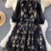 Black Tulle Sequins A-Line Dress